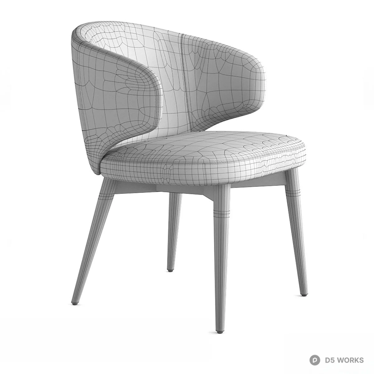 Emerald Velvet Mid-Century Modern Lounge Chair 3d model thumbnail 4