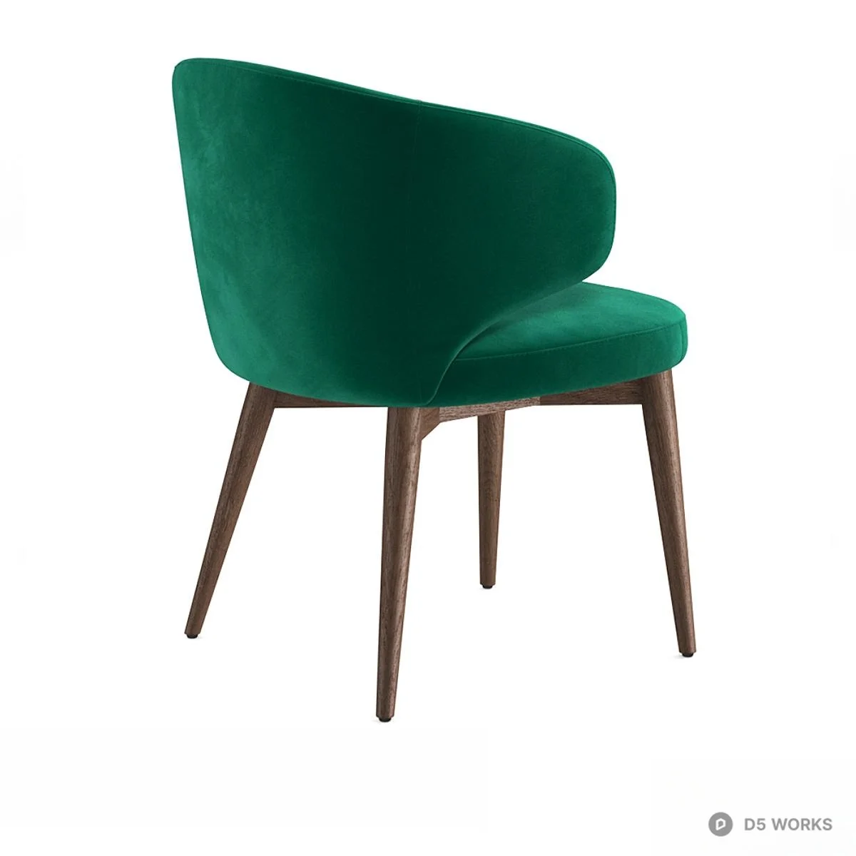 Emerald Velvet Mid-Century Modern Lounge Chair 3d model thumbnail 3
