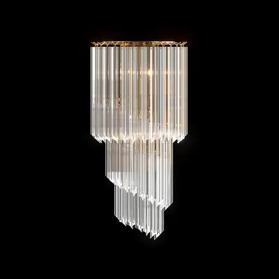 Crystal Chandelier With Gold Frame 3d model