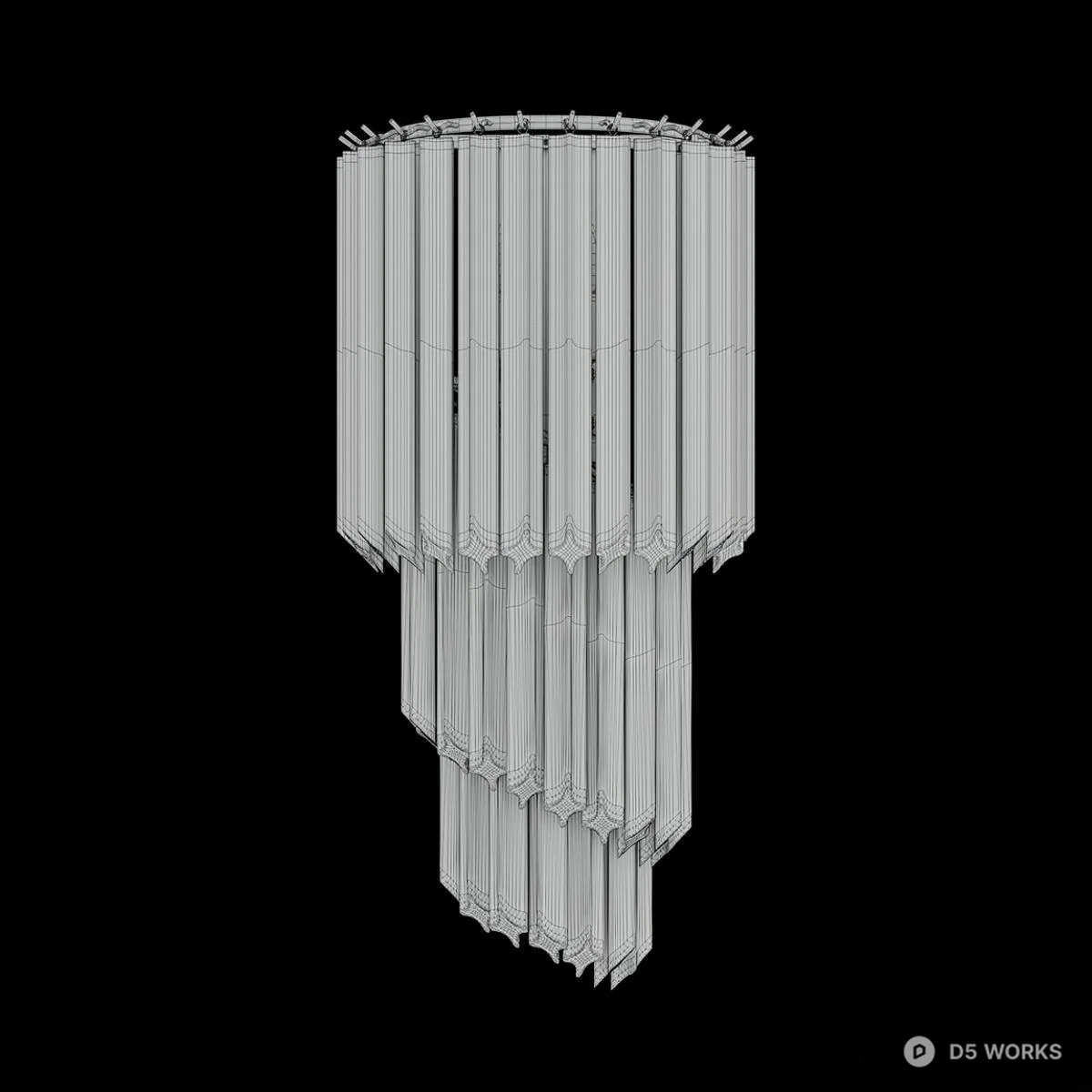 Crystal Chandelier With Gold Frame 3d model thumbnail 3