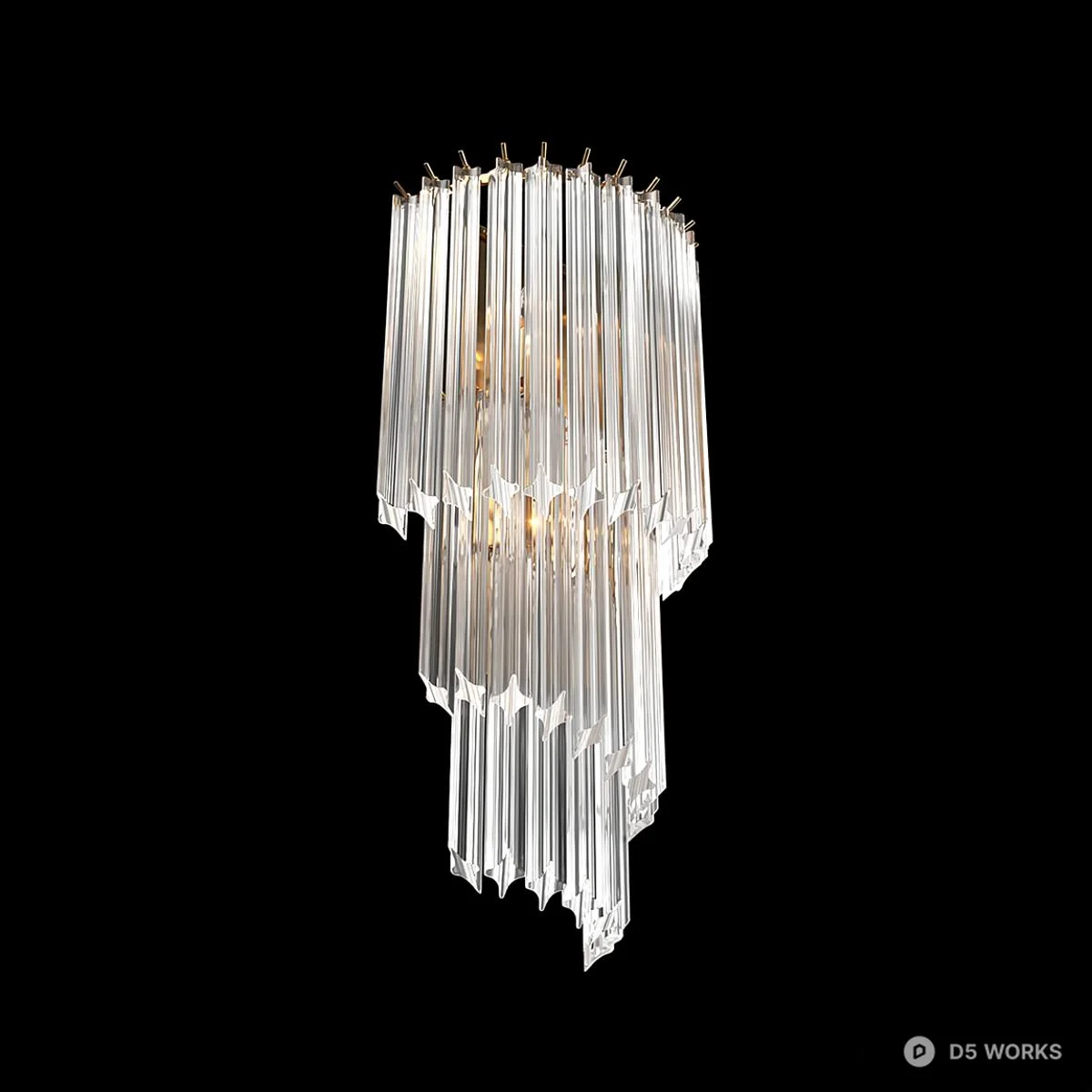 Crystal Chandelier With Gold Frame 3d model thumbnail 2