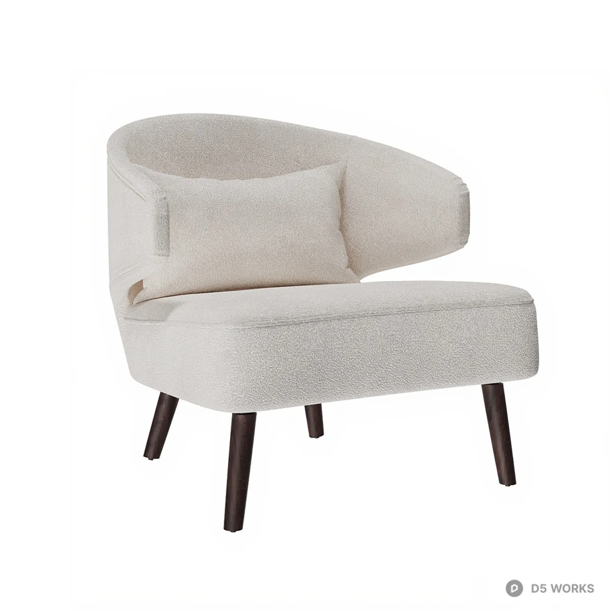 Mid-Century Modern Upholstered Lounge Chair 3d model thumbnail 2