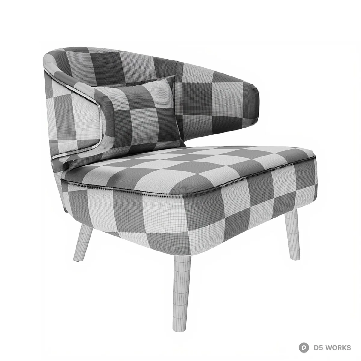 Mid-Century Modern Upholstered Lounge Chair 3d model thumbnail 3
