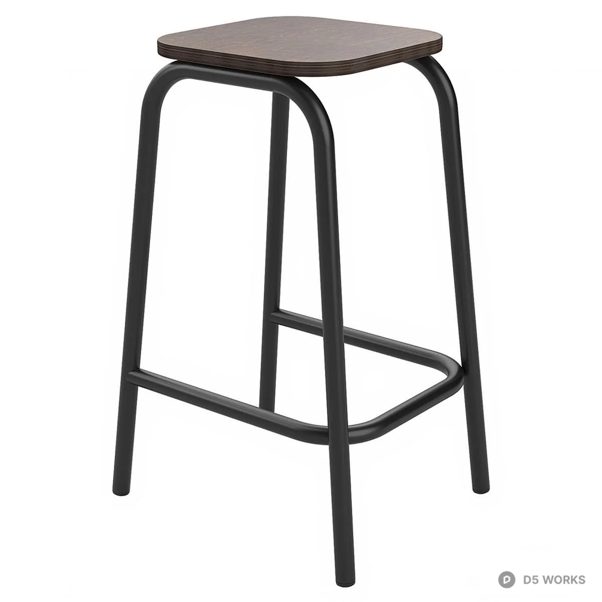 Industrial Style Bar Table And Stools Set 3d model thumbnail 3