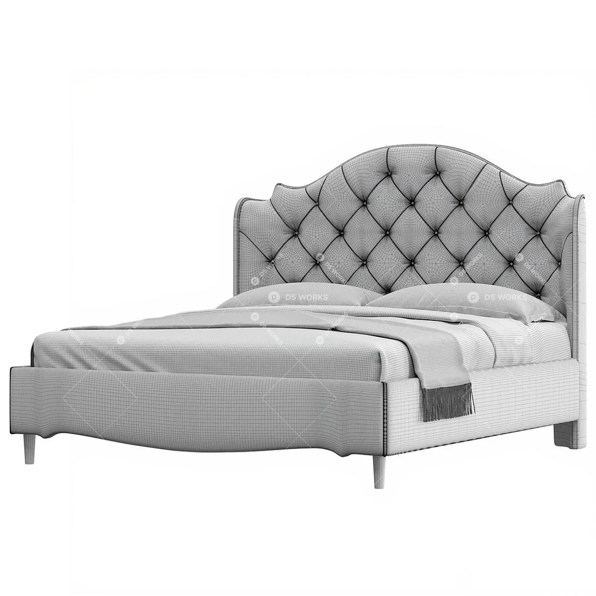 American Double Bed 3d model thumbnail 4