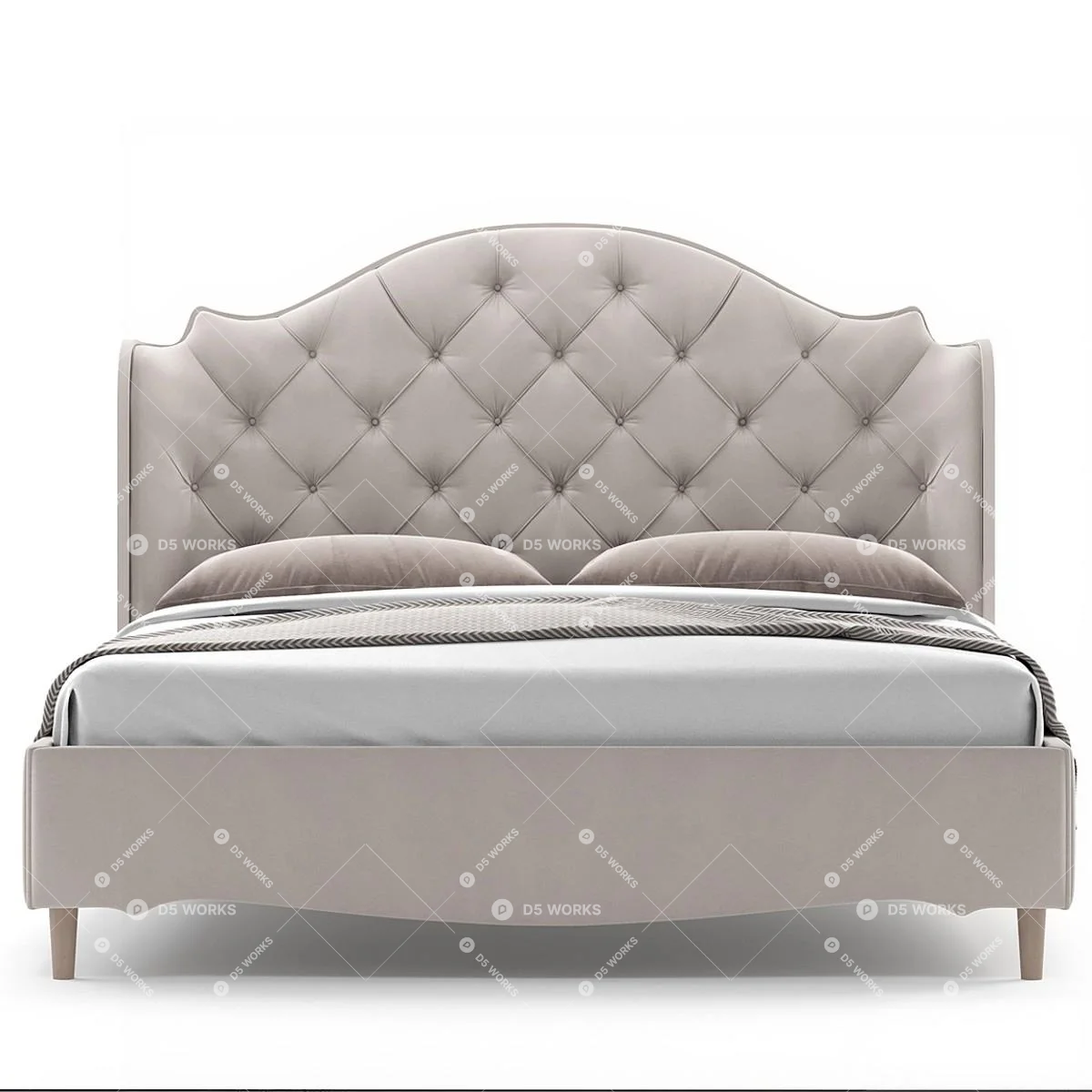 American Double Bed 3d model thumbnail 3