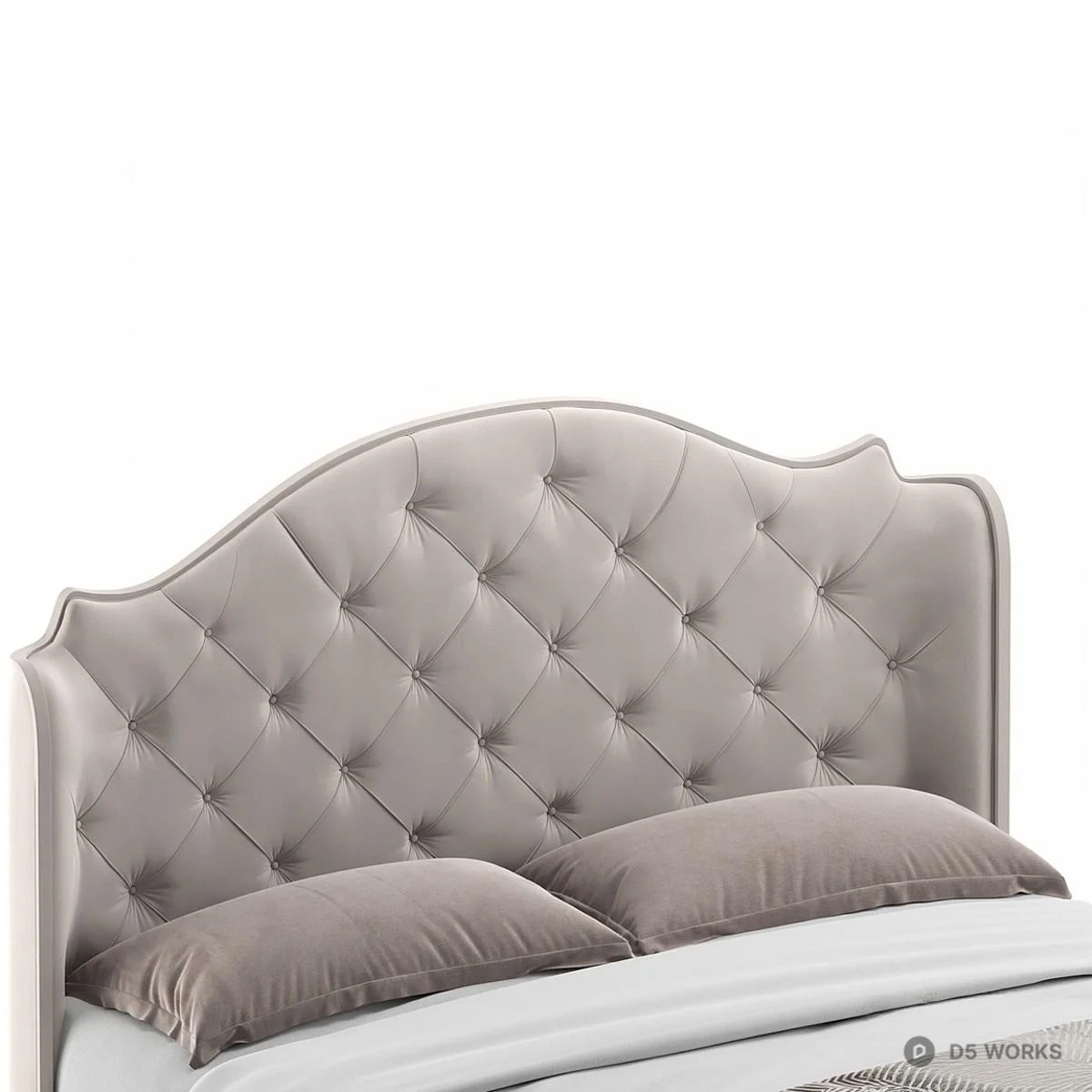Tufted Upholstered Double Bed 3d model thumbnail 2