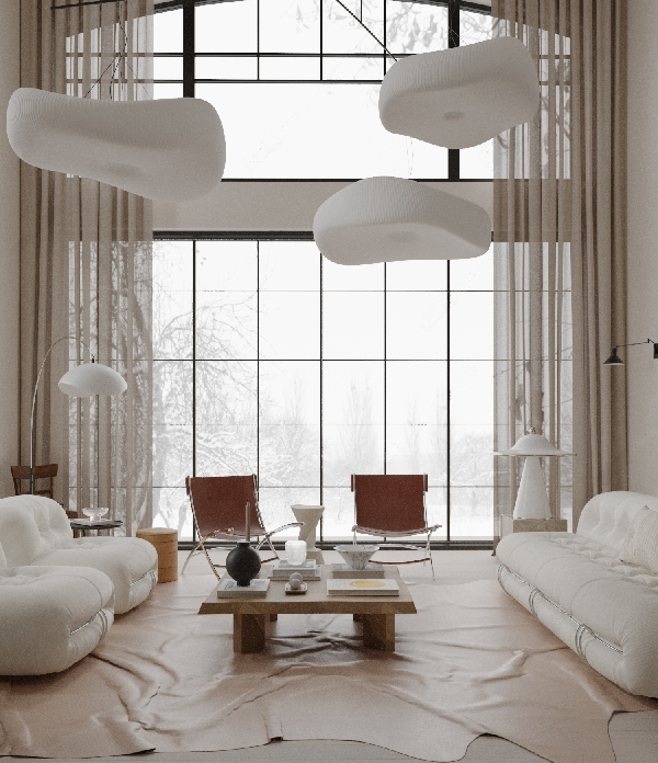 Creamy Villa Living Room