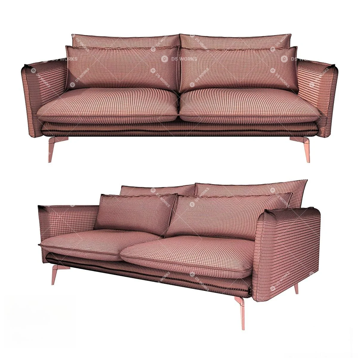 Three-seater Sofa 3d model thumbnail 2
