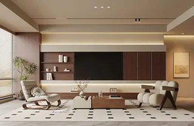 Mid-Century Modern Home Living Room 3d model