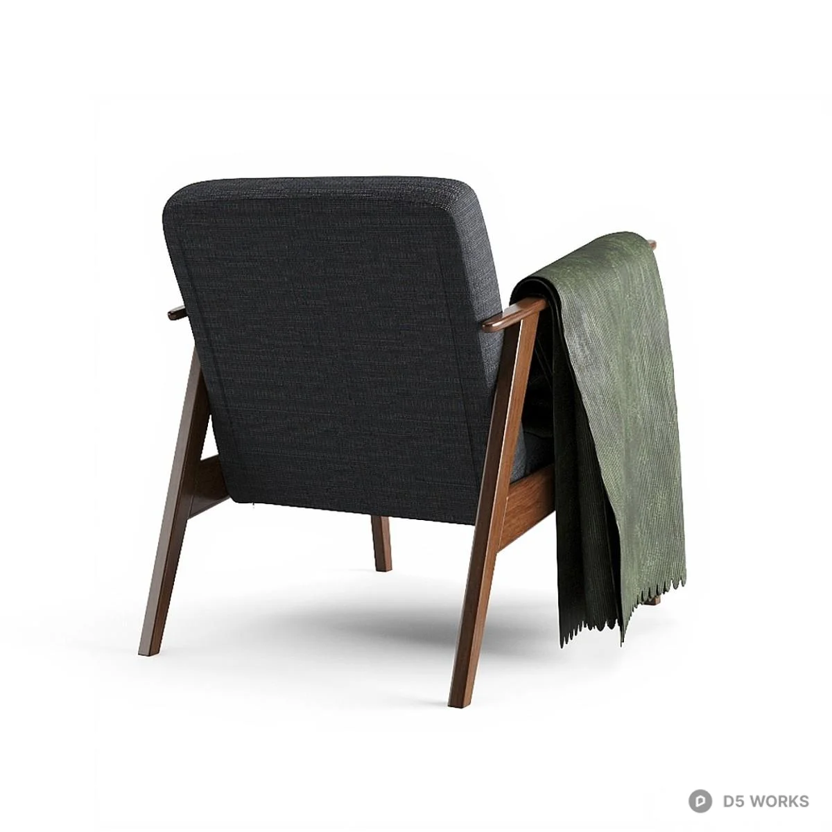 Modern Wooden Frame Armchair 3d model thumbnail 2