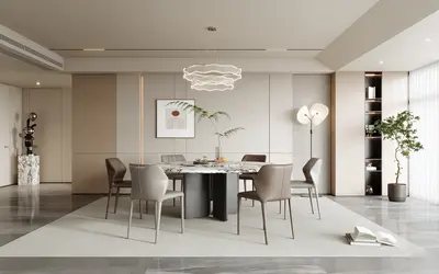 Modern Minimalist Dining Room with Ambient Lighting 3d model
