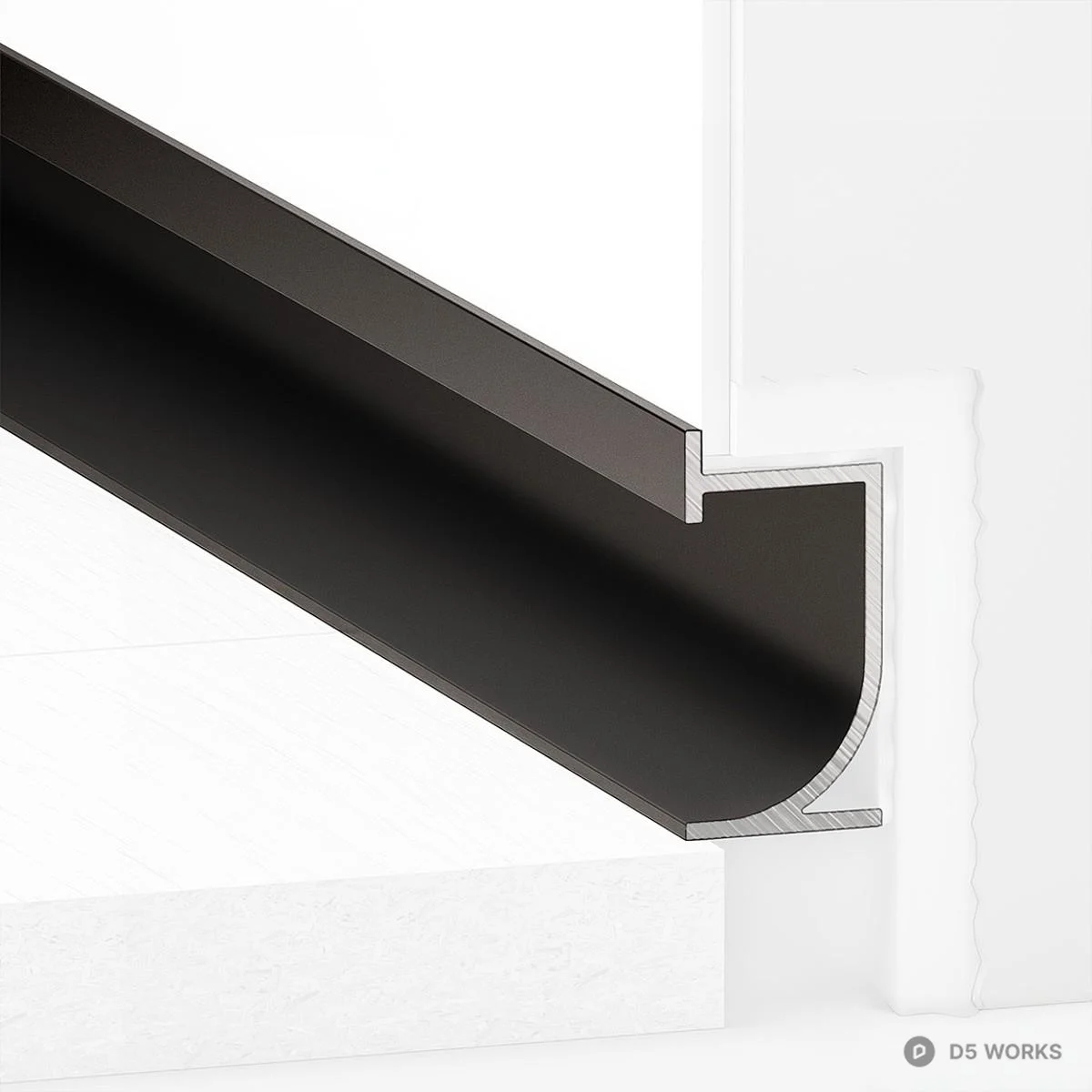 Black Metal Stair Nosing 3d model thumbnail 3