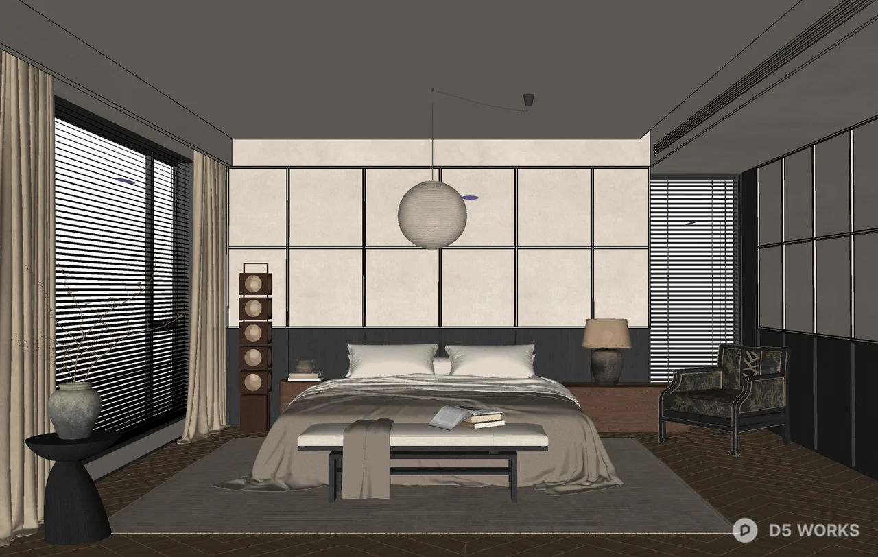 Modern Minimalist Living Dining Space 3d model thumbnail 2