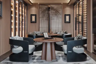 Contemporary Wine Tasting Room with Ambient Lighting 3d model