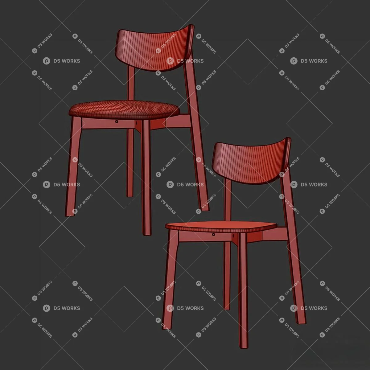 Scandinavian Dining Chair 3d model thumbnail 5
