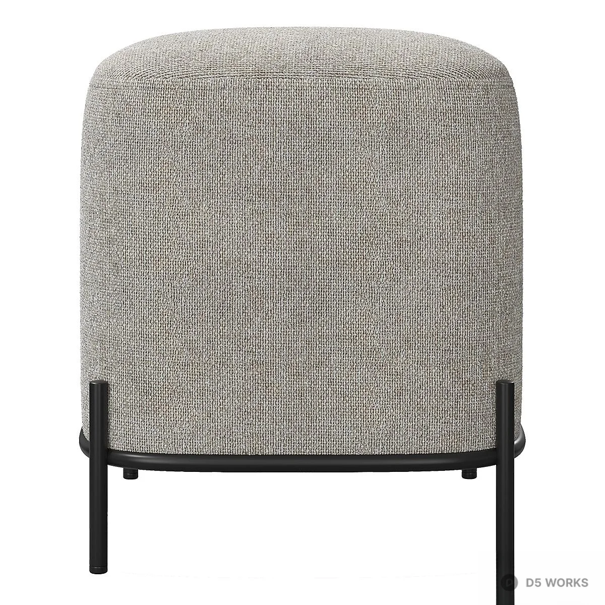 Minimalist Fabric Upholstered Stool With Black Metal Frame 3d model thumbnail 2