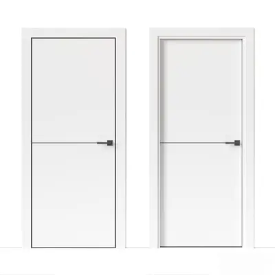 Minimalist White Flat Panel Door With Black Handle 3d model