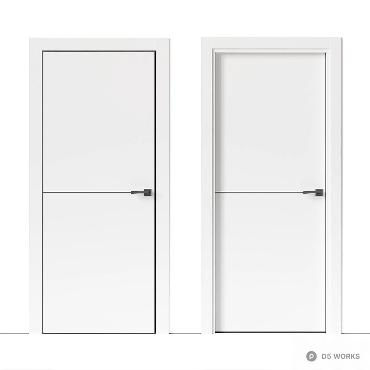 Minimalist White Flat Panel Door With Black Handle 3d model - Image 1