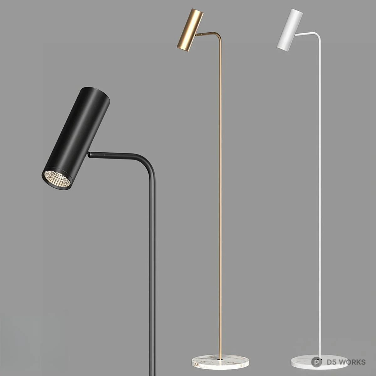 Minimalist Metal Floor Lamp 3d model - Image 1