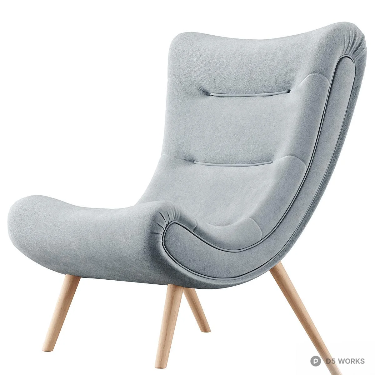 Mid-Century Modern Upholstered Lounge Chair 3d model thumbnail 2