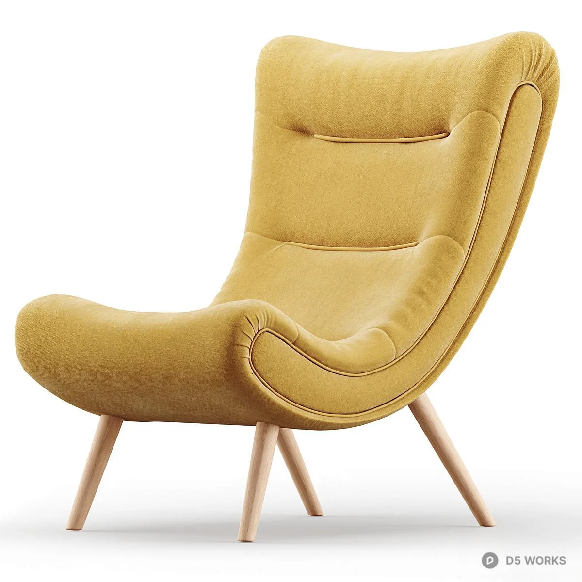 Mid-Century Modern Upholstered Lounge Chair 3d model thumbnail 3