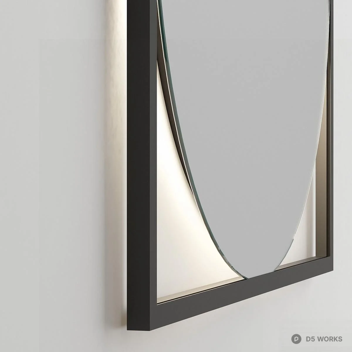 Minimalist Round Mirror With Frame Lighting 3d model thumbnail 3