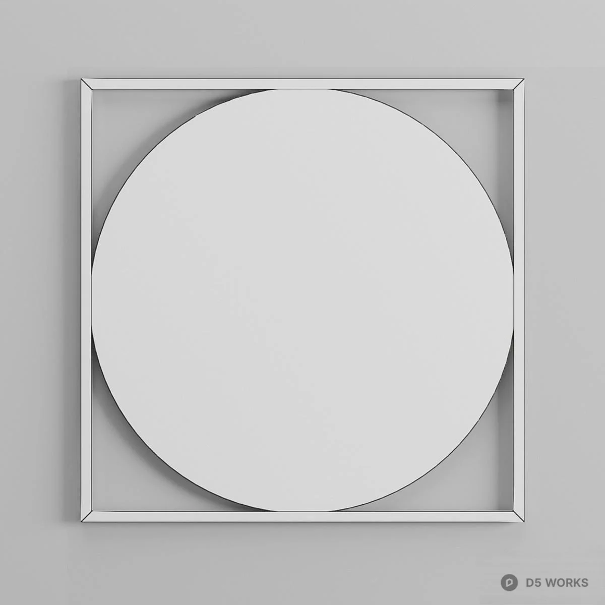 Minimalist Round Mirror With Frame Lighting 3d model thumbnail 4