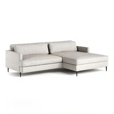 Textured Fabric Sectional Sofa With Chaise 3d model