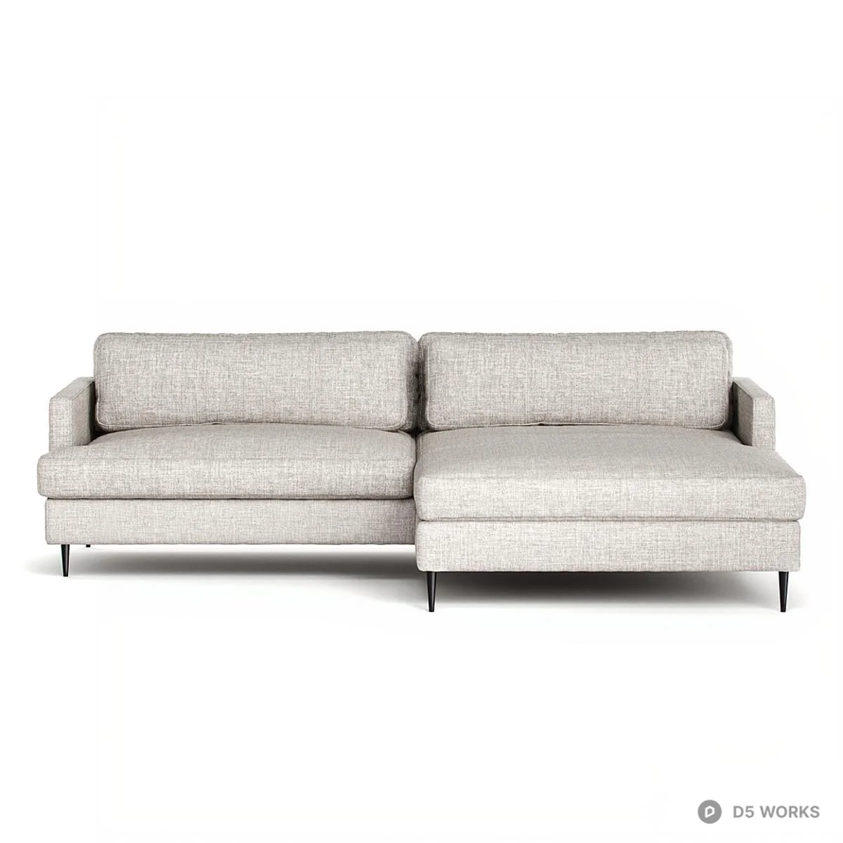 Textured Fabric Sectional Sofa With Chaise 3d model thumbnail 2
