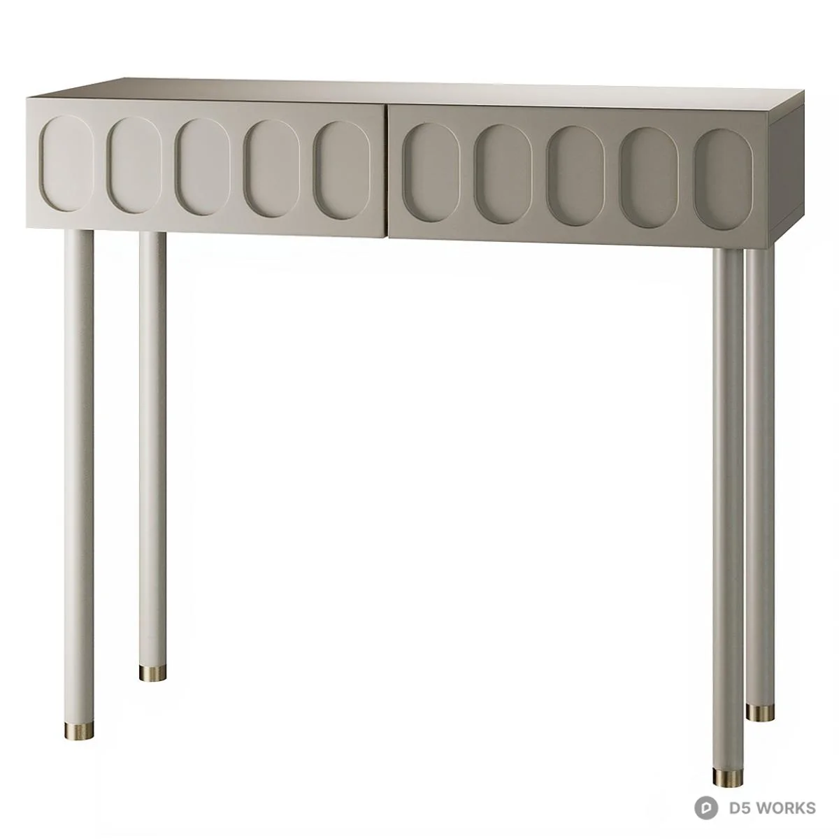 Minimalist Metal Leg Side Cabinet With Embossed Panel Design 3d model thumbnail 3