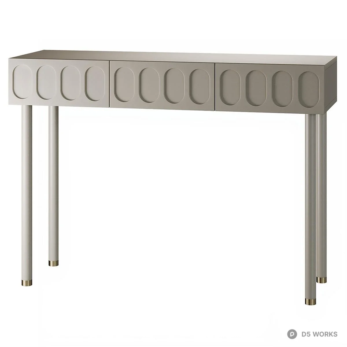 Minimalist Metal Leg Side Cabinet With Embossed Panel Design 3d model thumbnail 4