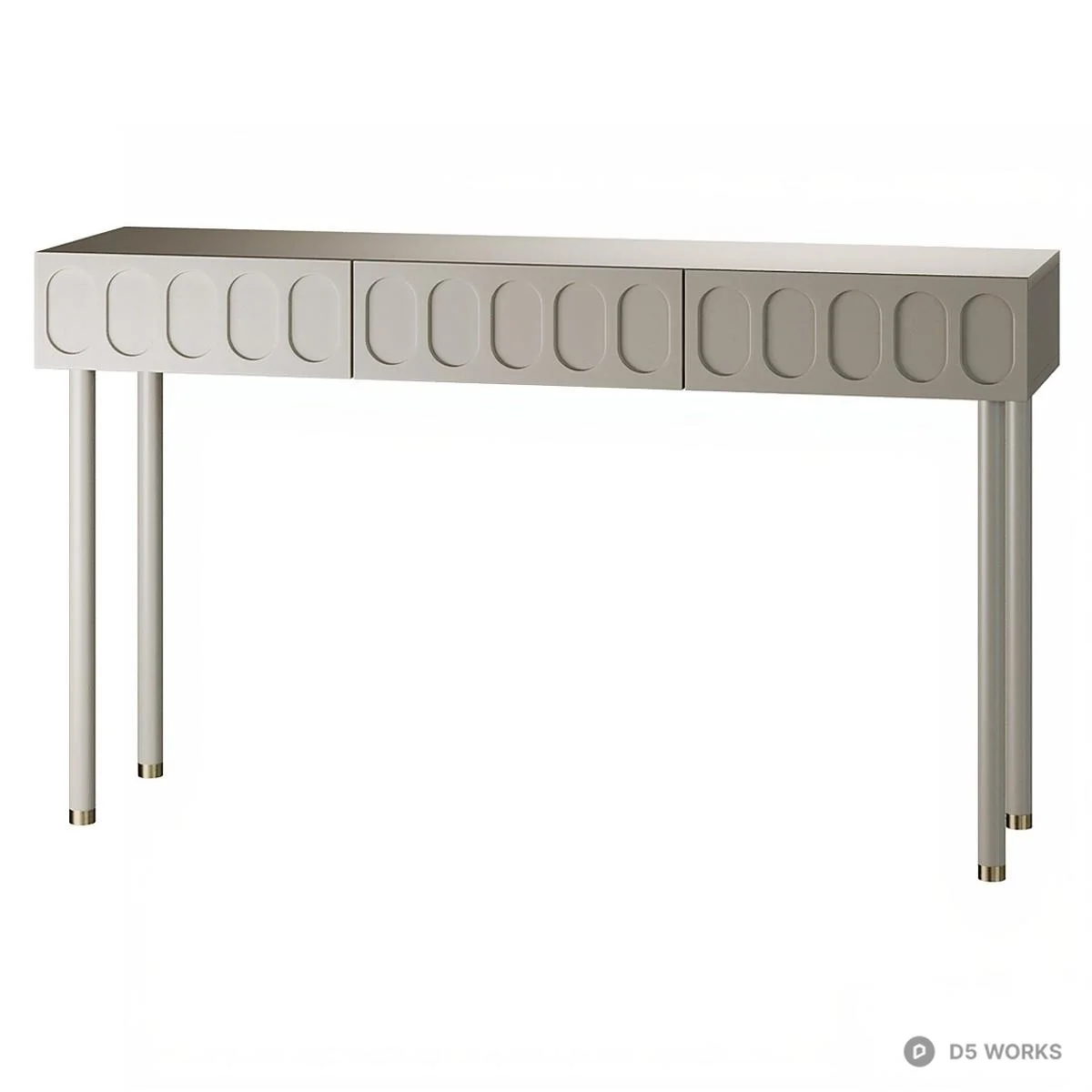 Minimalist Metal Leg Side Cabinet With Embossed Panel Design 3d model thumbnail 5