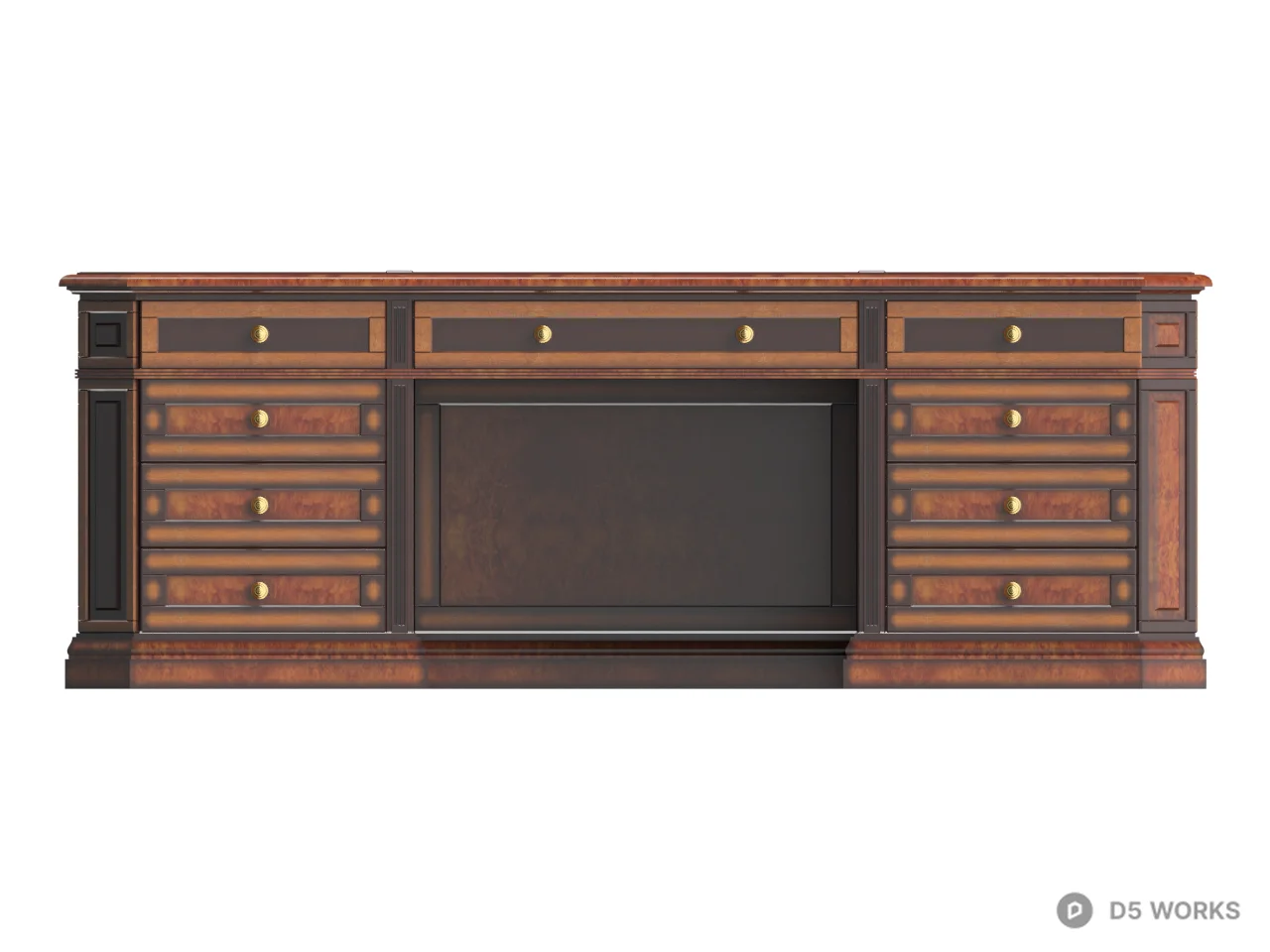 Wooden Executive Desk 3d model thumbnail 2