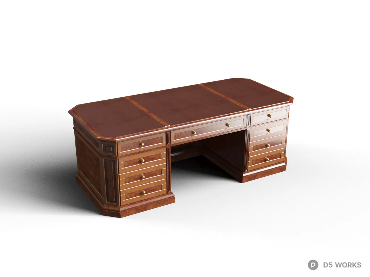 Wooden Executive Desk 3d model - Image 1