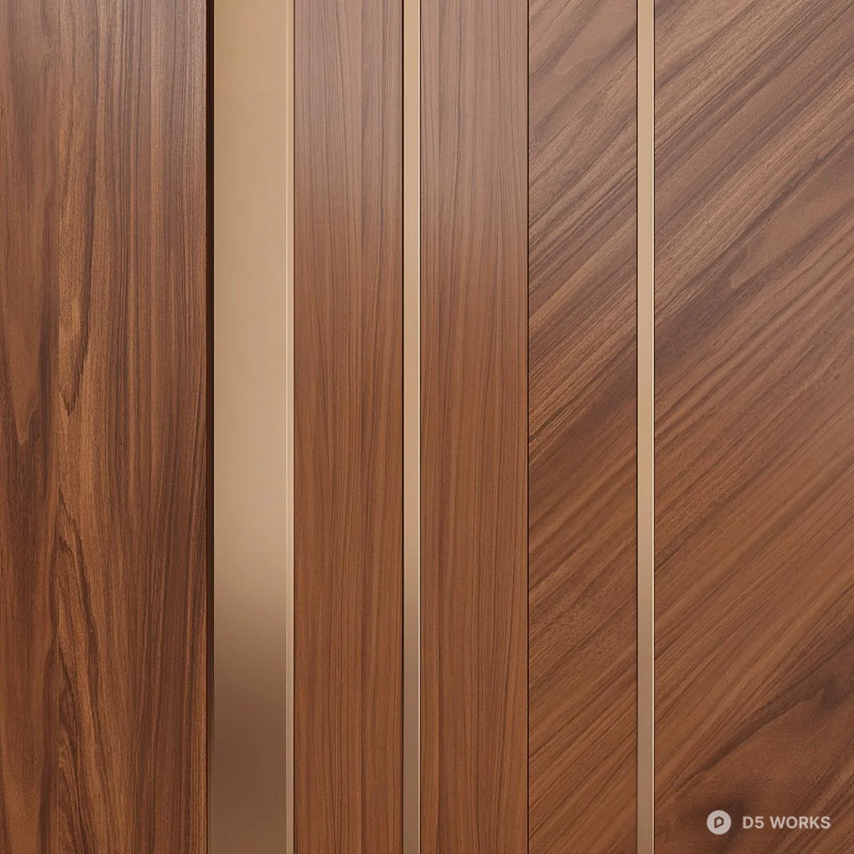 Wood Grain Panel With Metallic Inlay 3d model thumbnail 2
