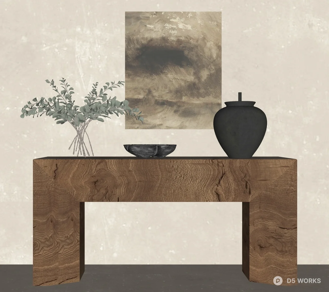 Solid Wood Console Table With Minimalist Design 3d model thumbnail 2