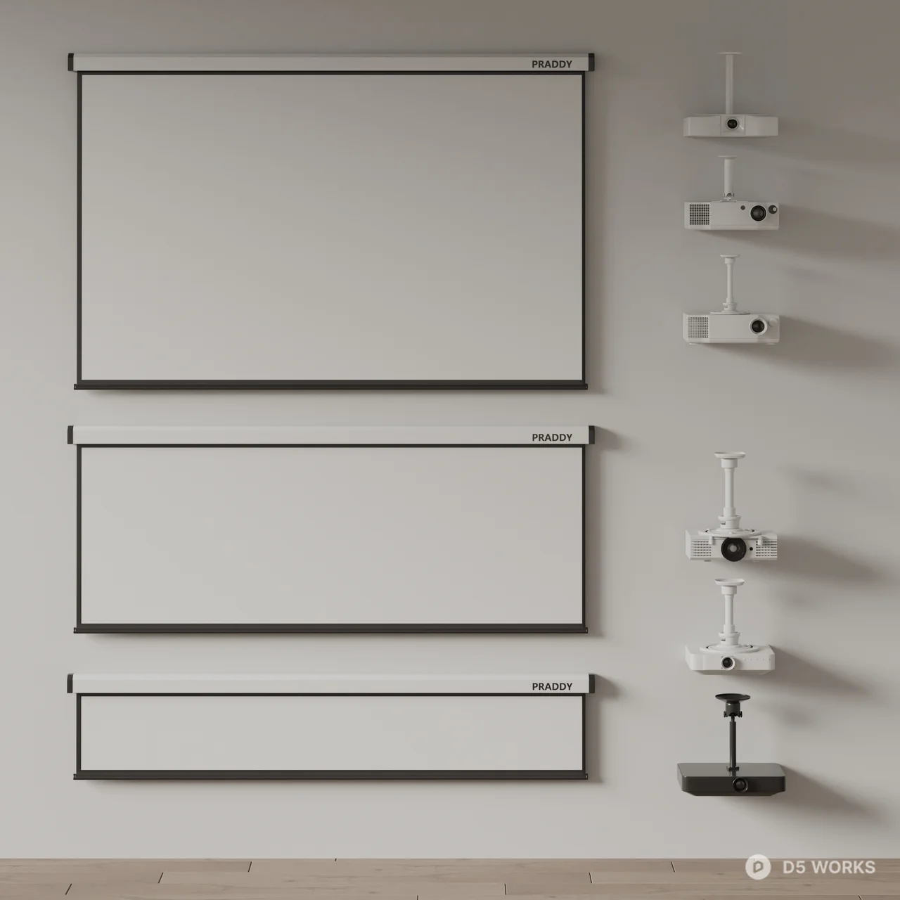 Wall Mounted Projector And Screen Set 3d model - Image 1