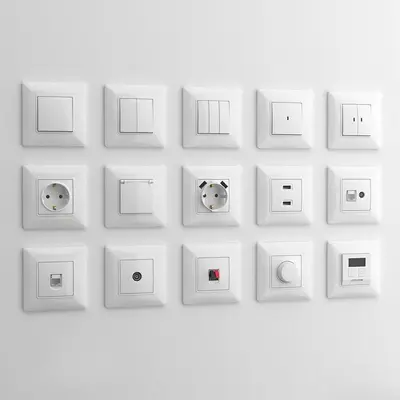 White Modular Switch And Socket Panel Set 3d model