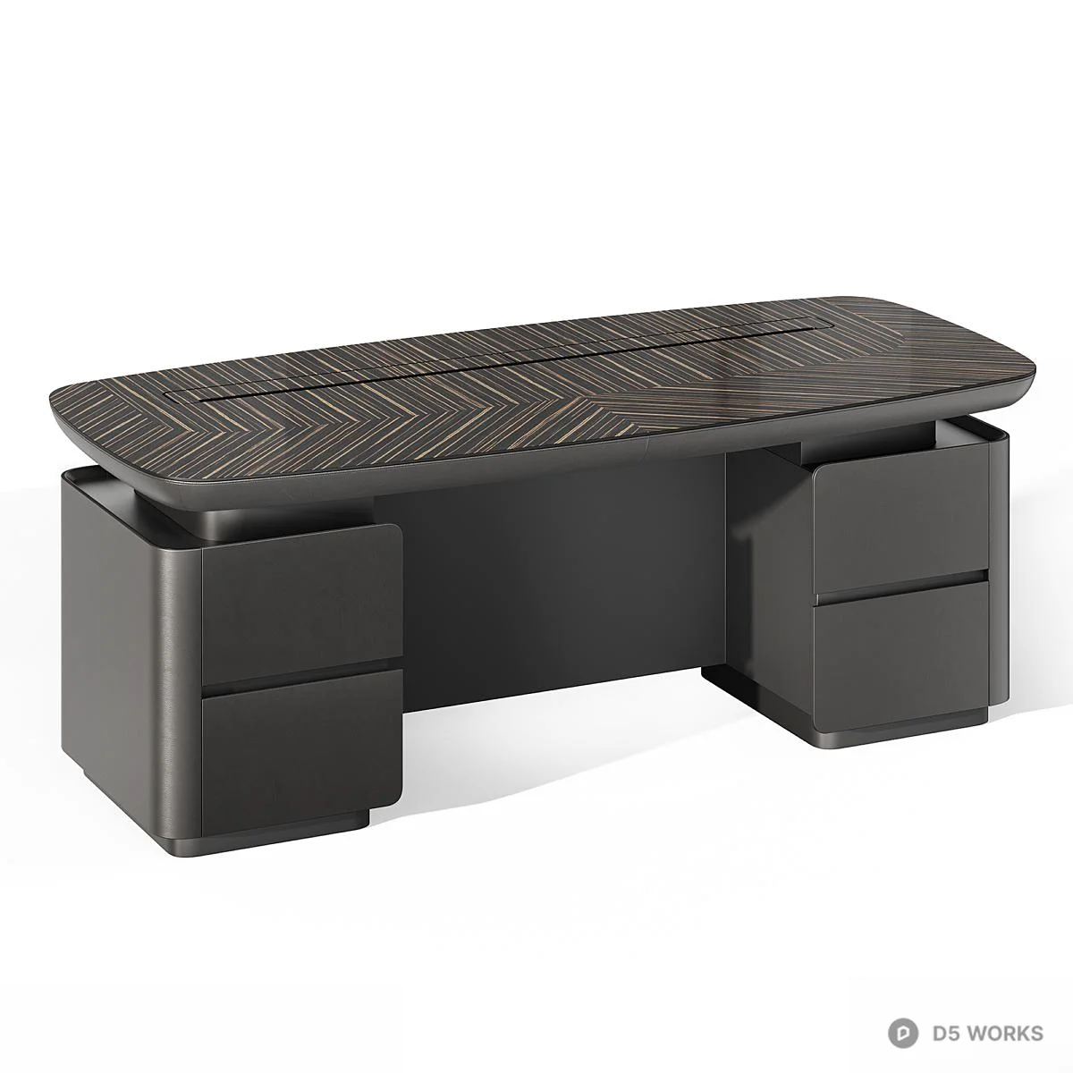 Modern Wood Grain Executive Desk 3d model thumbnail 2