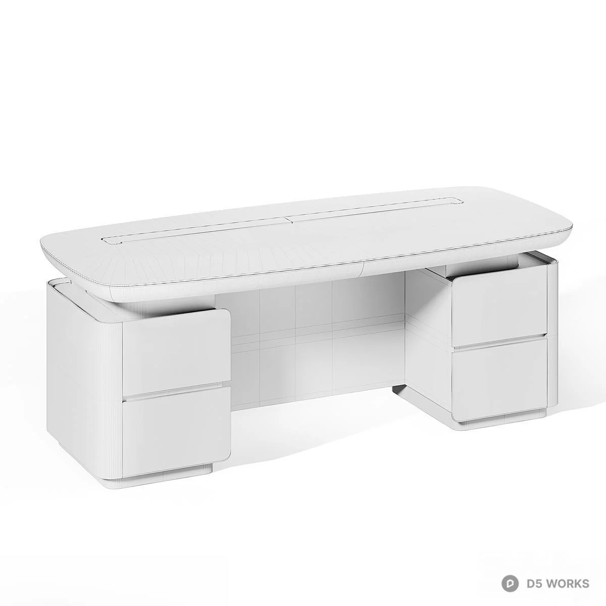 Modern Wood Grain Executive Desk 3d model thumbnail 6