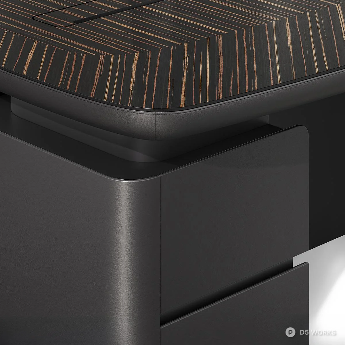 Modern Wood Grain Executive Desk 3d model thumbnail 4