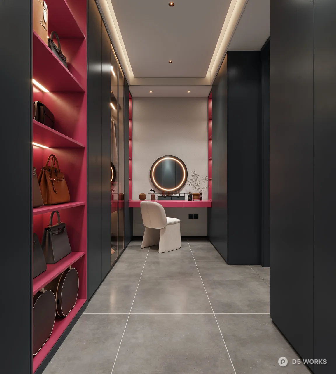 Modern Pink Vanity Dressing Room 3d model thumbnail 2