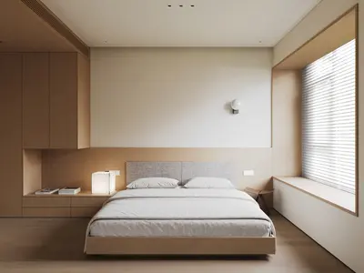 Minimalist Bedroom with Integrated Storage 3d model