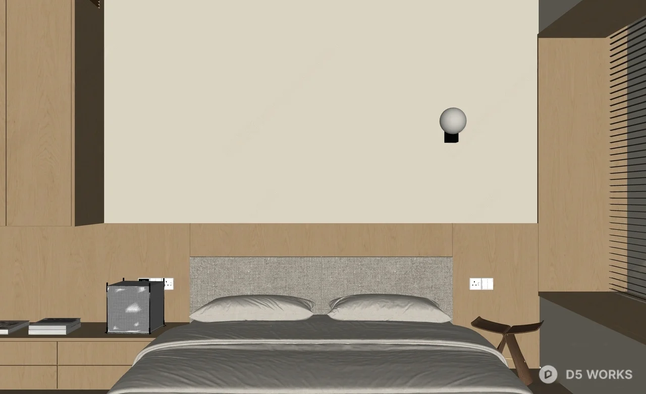 Minimalist Bedroom with Integrated Storage 3d model thumbnail 2