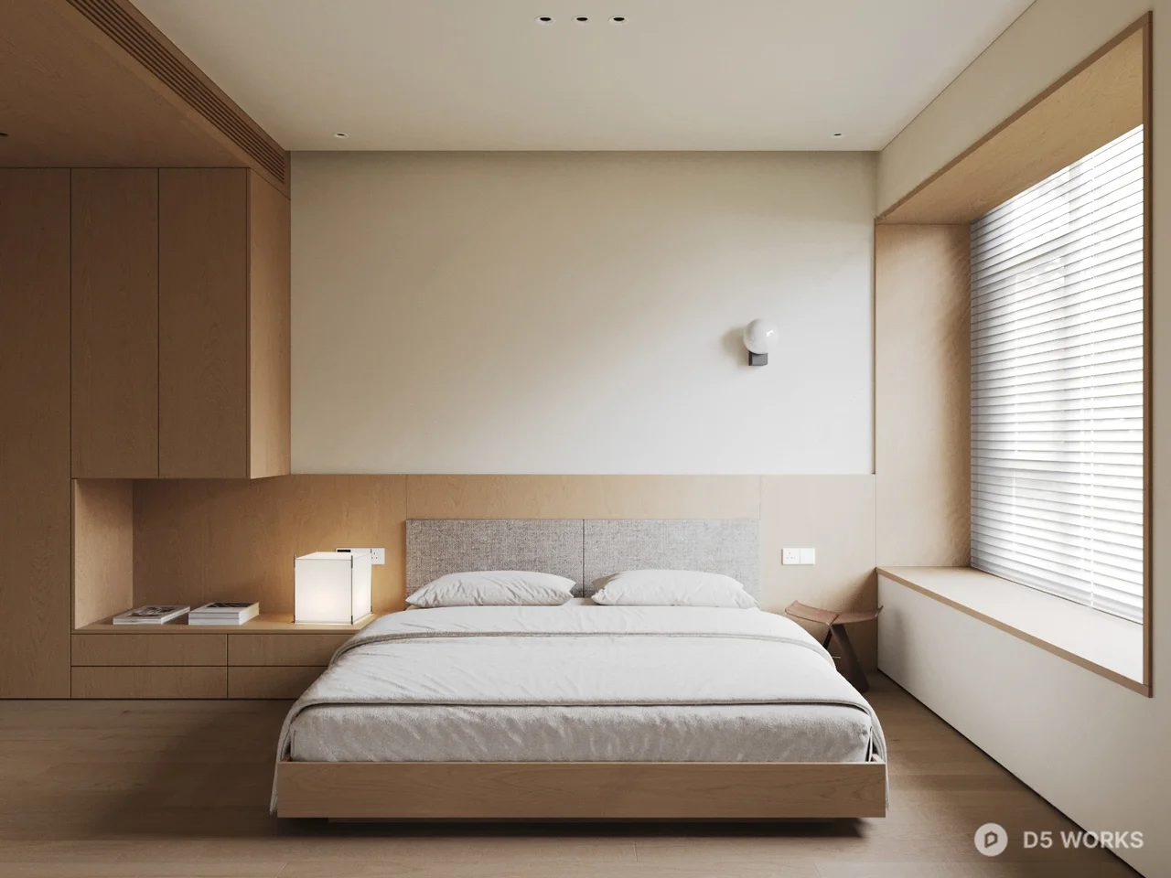 Minimalist Bedroom with Integrated Storage 3d model - Image 1