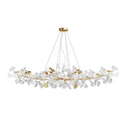 Ginkgo Leaf Chandelier With Gold Branches 3d model