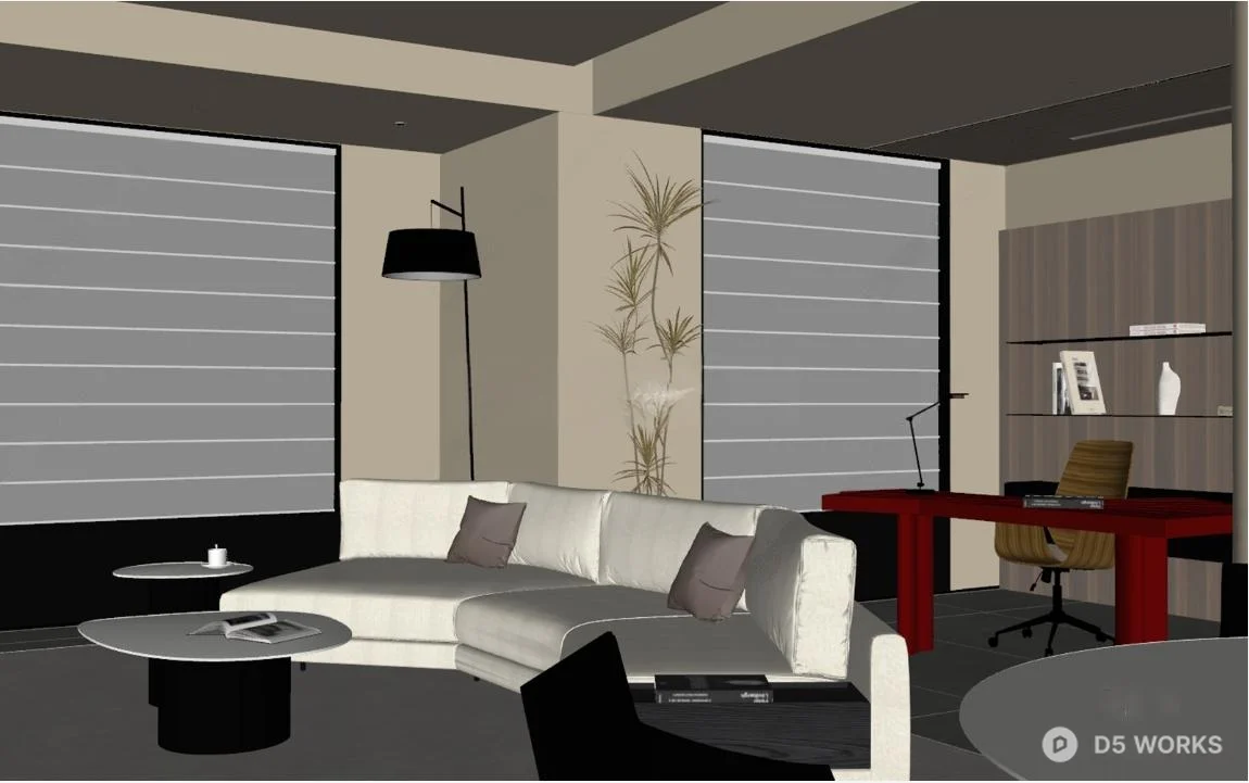 Modern Minimalist Living Dining Space 3d model thumbnail 2