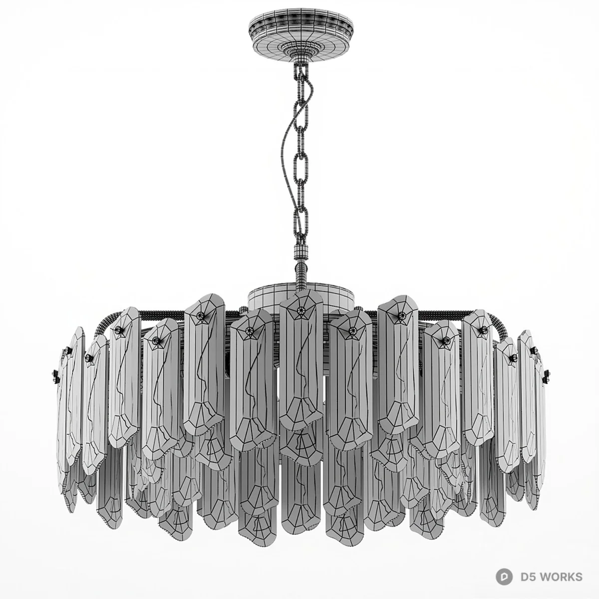 Crystal Chandelier With Gold Finish 3d model thumbnail 2