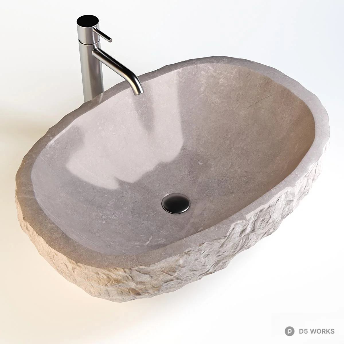 Stone Texture Vessel Sink 3d model thumbnail 2